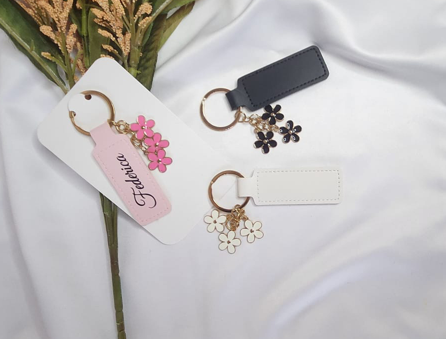 Portachiavi Ecopelle con Ciondolo a fiore