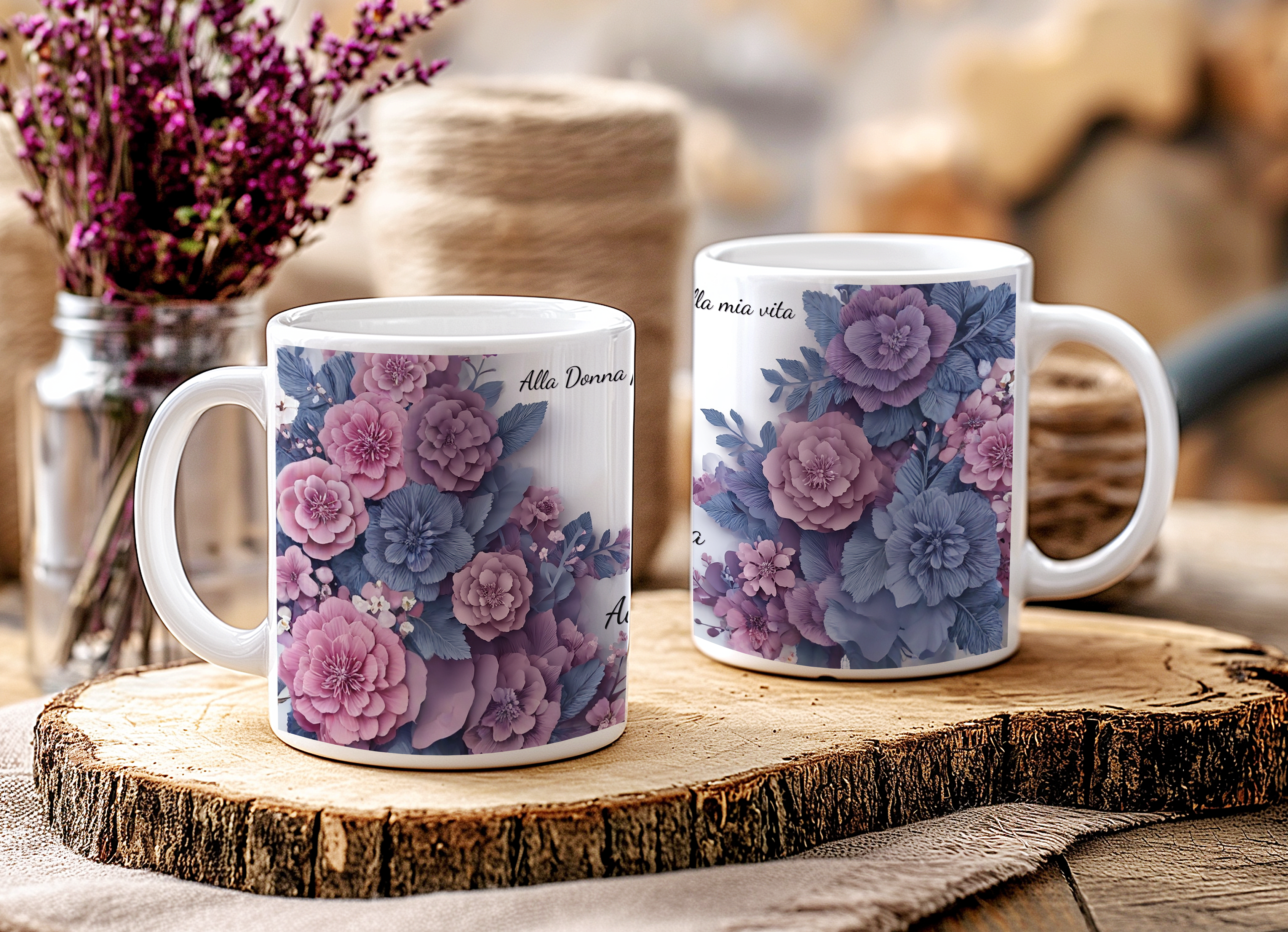 Tazza Idea Regalo Festa della mamma "Flowers" da personalizzare