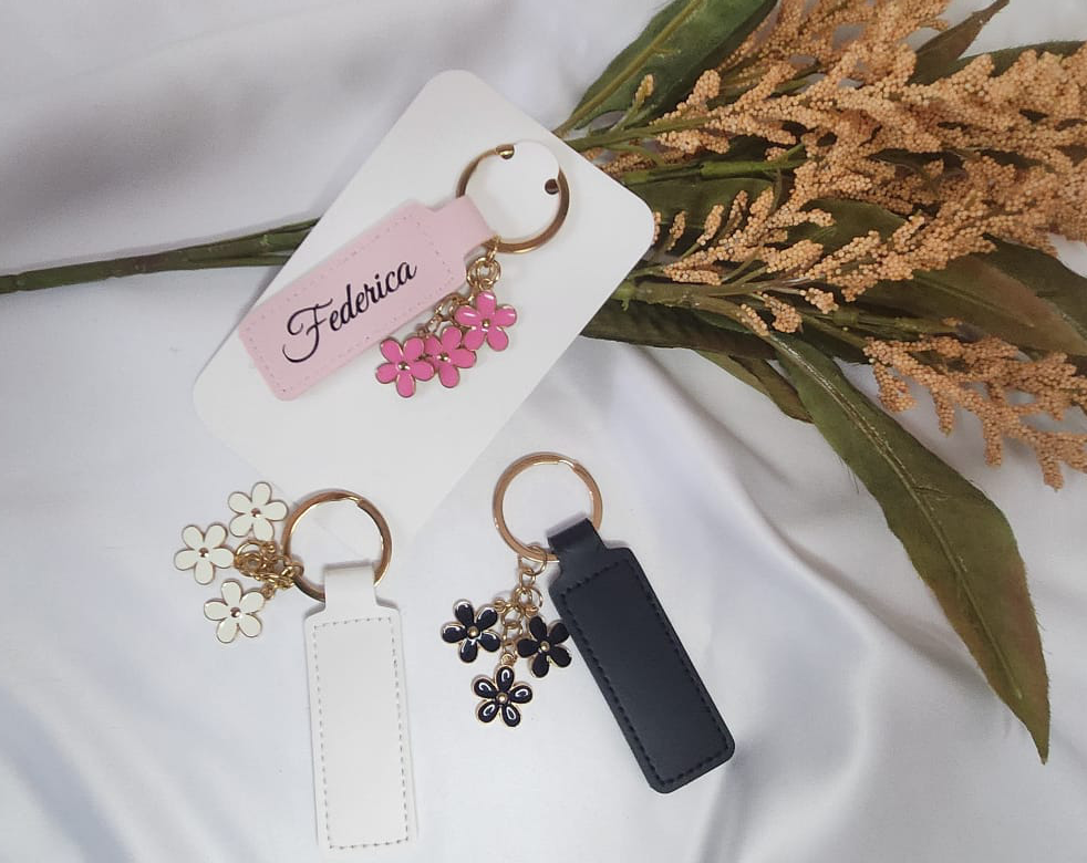 Portachiavi Ecopelle con Ciondolo a fiore