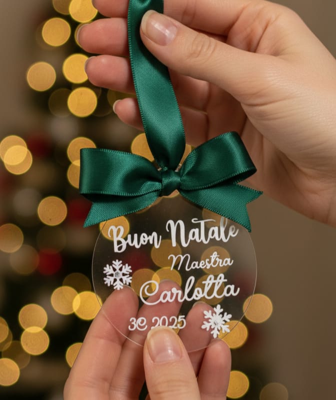 Palla di Natale "PIATTA" Personalizzata per la Maestra