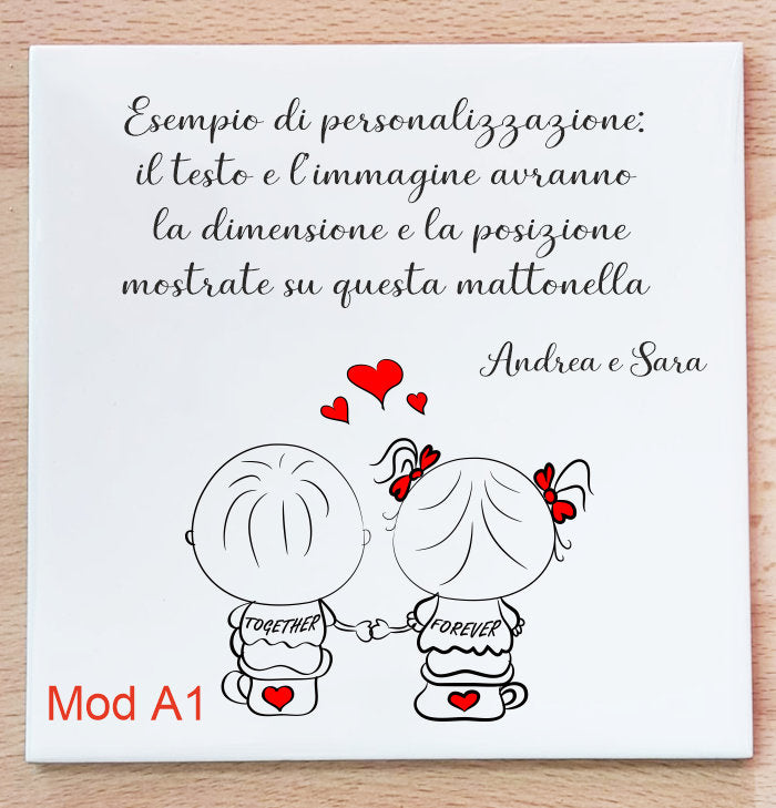 Mattonella in Ceramica Personalizzata "Stickman" 15x15