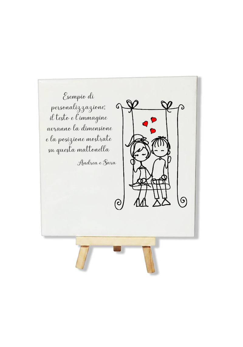 Mattonella in Ceramica Personalizzata "Stickman" 15x15