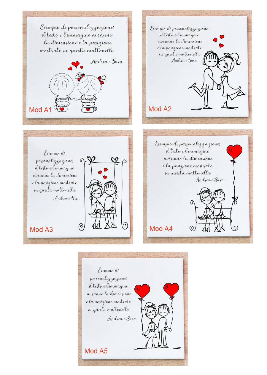 Mattonella in Ceramica Personalizzata "Stickman" 15x15