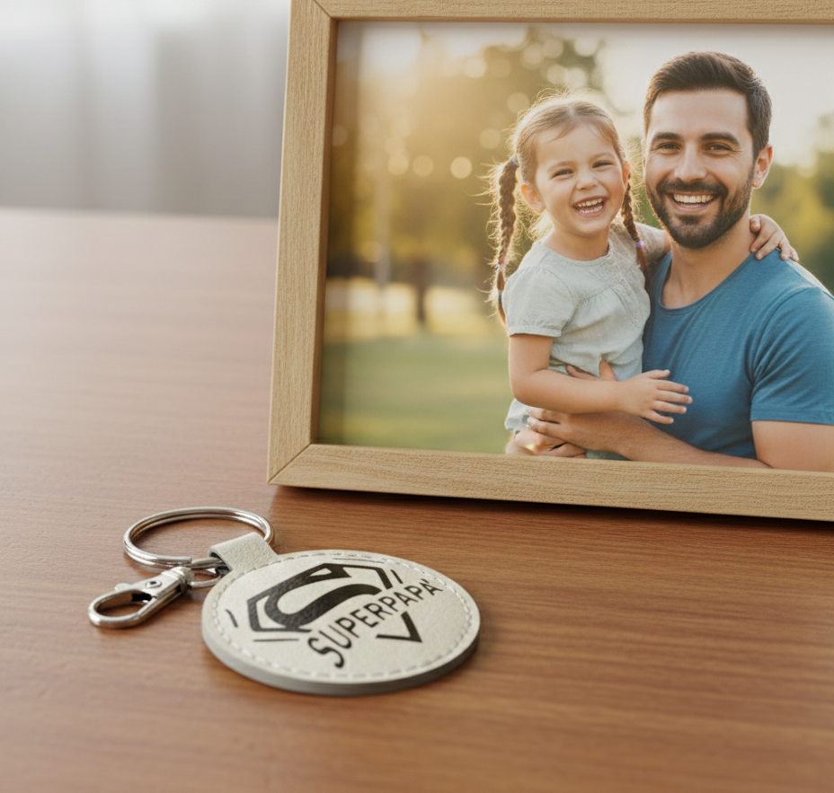 Portachiavi Ecopelle da personalizzare "Superpapà"