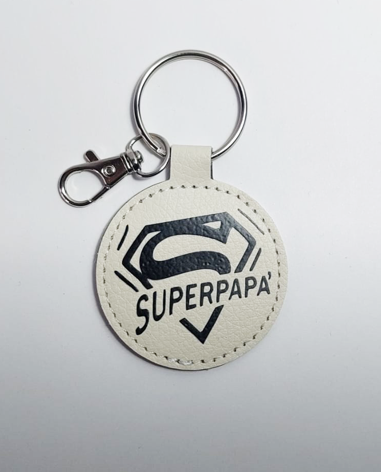 Portachiavi Ecopelle da personalizzare "Superpapà"