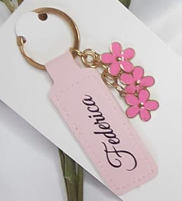 Portachiavi Ecopelle con Ciondolo a fiore